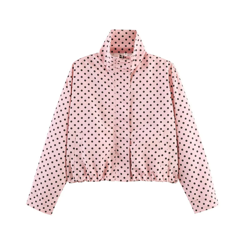 Ladies Short Points Utility Jacket with Stand-Up Collar and Drawstring