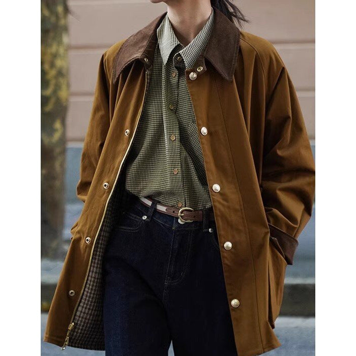Women Stylish Transitional Jacket with Practical Collar and Large Pockets