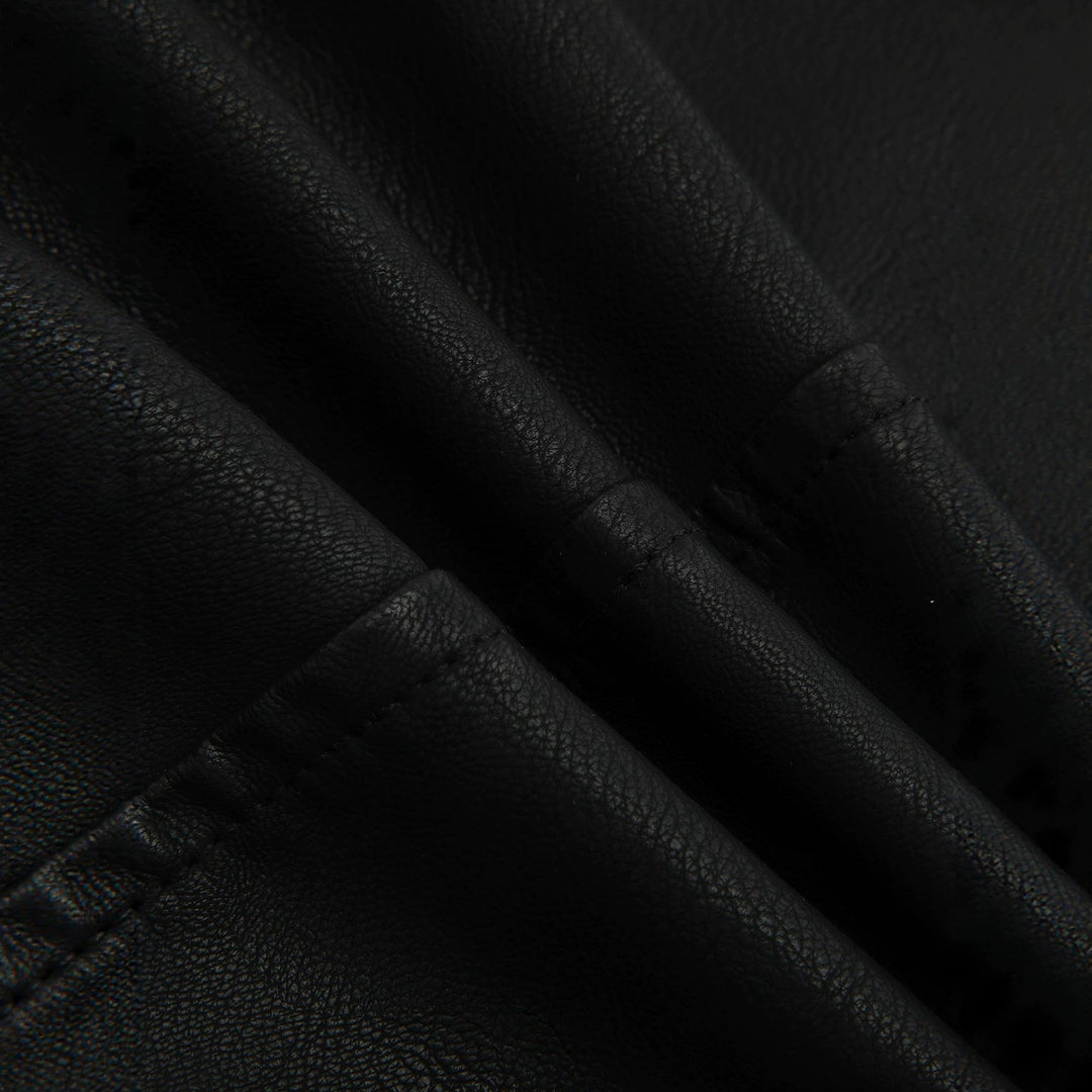 Ladies Tailored Biker Jacket made of Leatherette with Quilted Shoulder Area and Asymmetrical Zip