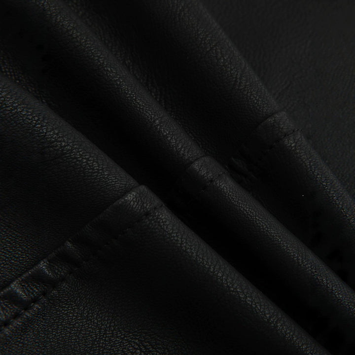 Ladies Tailored Biker Jacket made of Leatherette with Quilted Shoulder Area and Asymmetrical Zip