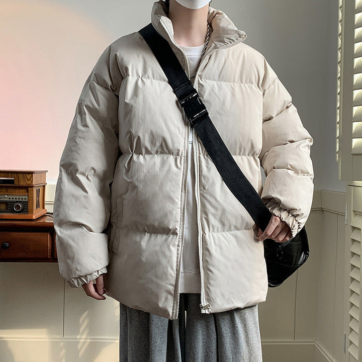 Unisex Oversize Padded Jacket with High Stand-up Collar and Thermal Lining