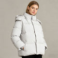Women's Padded Oversized Quilted Jacket with Hood and High Stand Collar