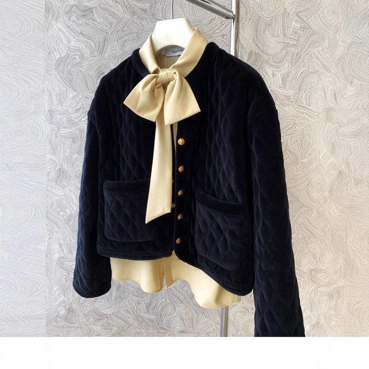 Ladies Fashion Padded Jacket with Button Details