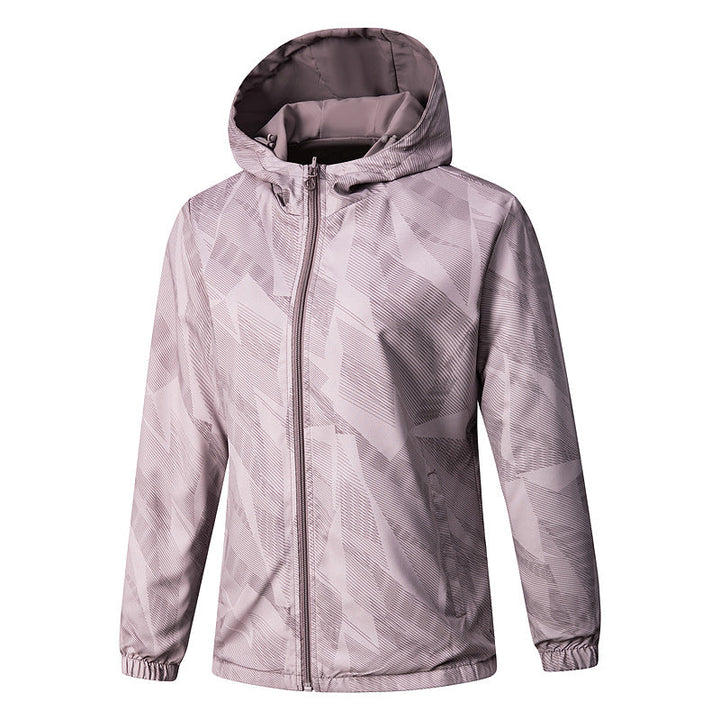 Women Lightweight Technical Hooded Jacket Water-Repellent with Full Zip and Elastic Cuffs