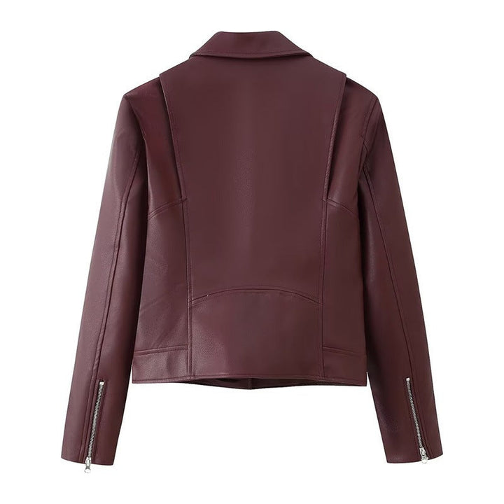 Ladies biker jacket made of vegan leather with asymmetrical zip