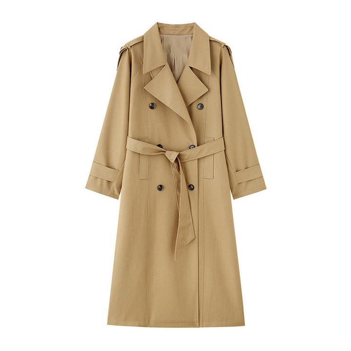 Women Elegant Trench Coat with Waist Belt