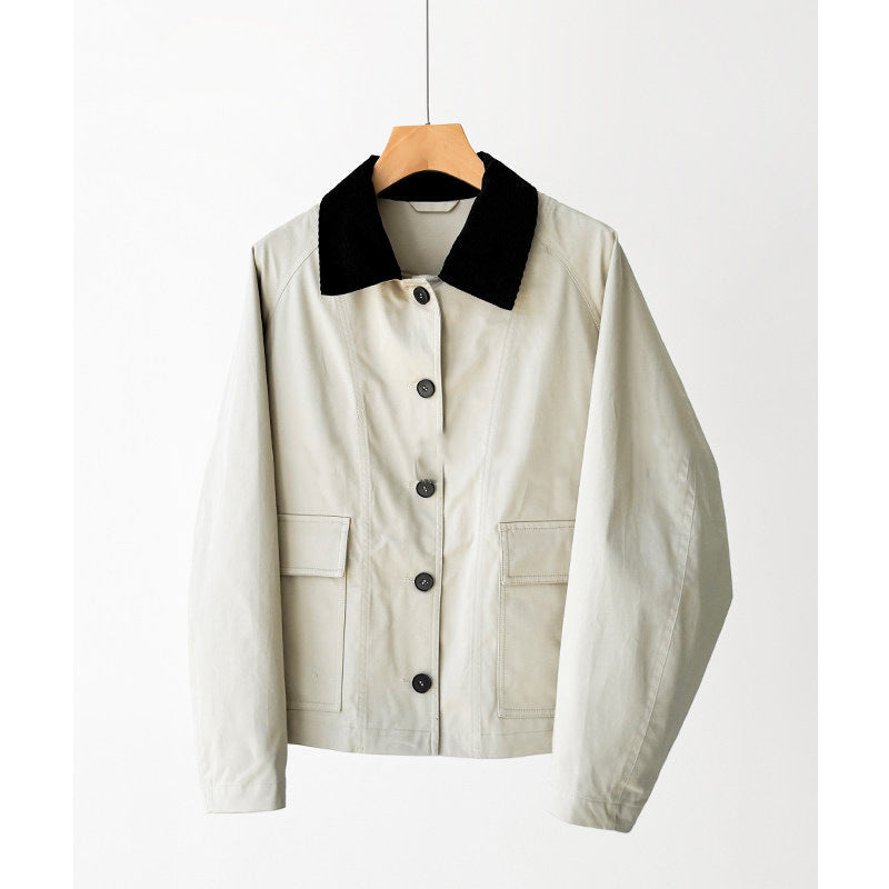 Ladies trendy transitional jacket with high collar