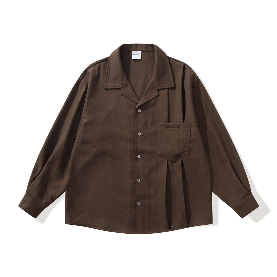 Unisex Oversize Shirt Jacket with Open Notch Collar and Chest Pocket