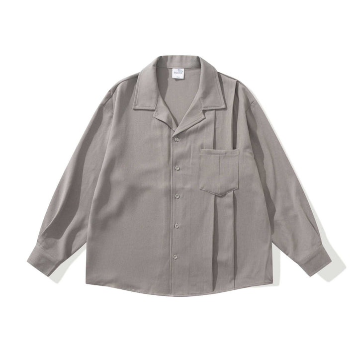 Unisex Oversize Shirt Jacket with Open Notch Collar and Chest Pocket