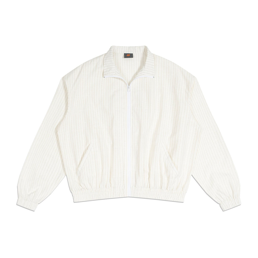 Unisex oversized zip jacket made of ribbed blend cotton with stand collar and elastic hem
