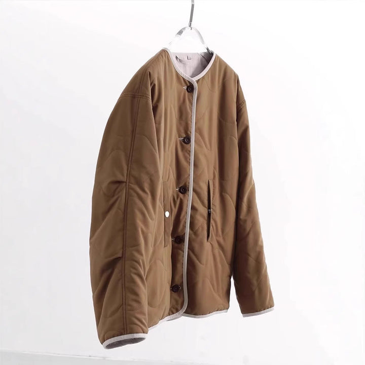 Women Stylish Quilted Jacket with Round Neckline
