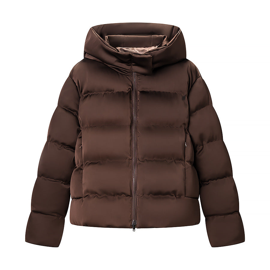 Women Padded Oversized Padded Jacket with Volume Sleeves and Removable Hooded Collar