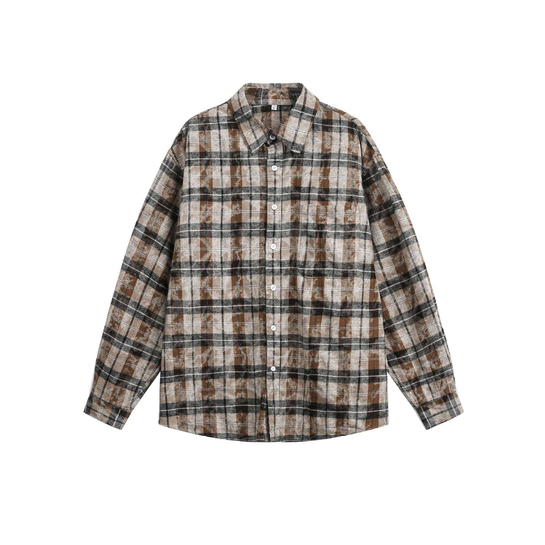 Unisex Oversized Flannel Shirt Jacket in Boxy Cut with Chest Pocket