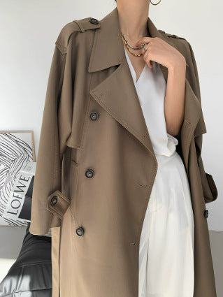 Women Fashionable Faux Leather Trench Coat