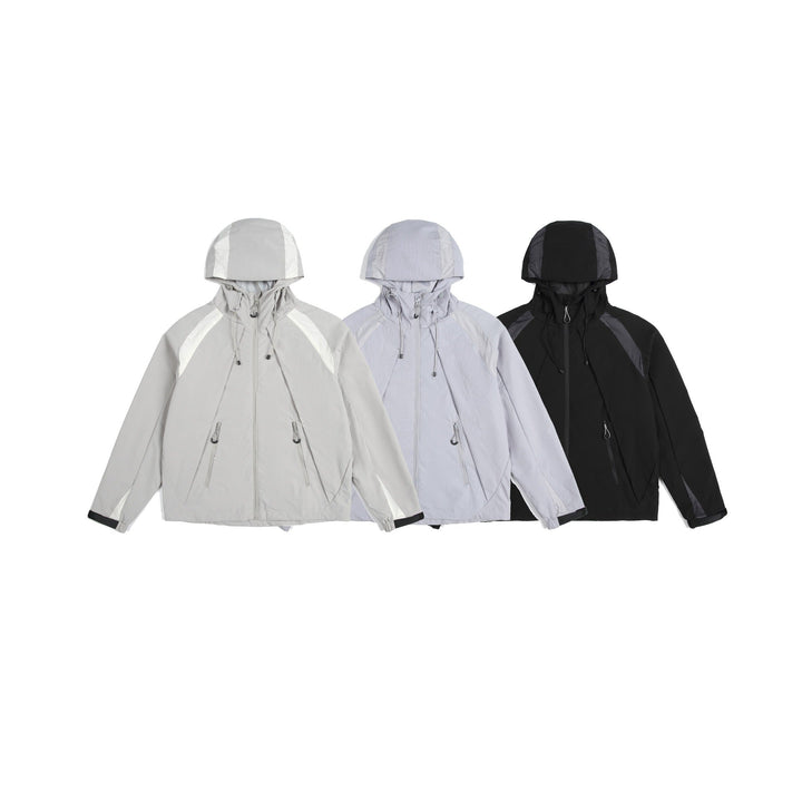 Unisex Lightweight Rain and Softshell Jacket with Hood, Adjustable Hem and Zip Pockets