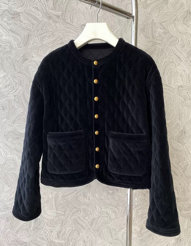 Ladies Fashion Padded Jacket with Button Details
