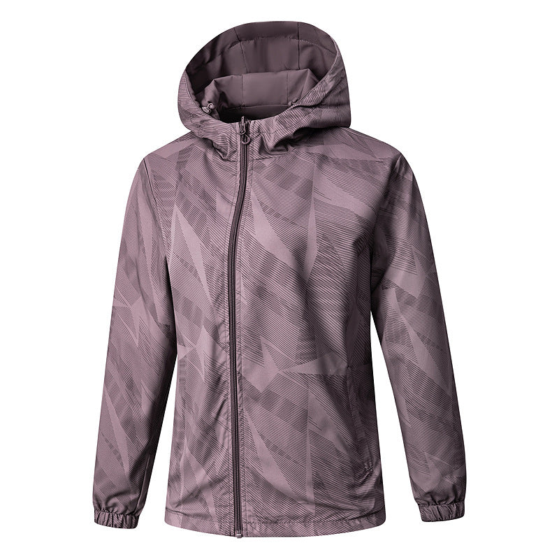 Women Lightweight Technical Hooded Jacket Water-Repellent with Full Zip and Elastic Cuffs
