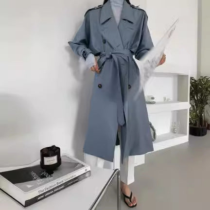 Women Fashionable Faux Leather Trench Coat