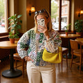 Women Padded Patchwork Quilted Jacket with Stand Collar and Snap Fastening