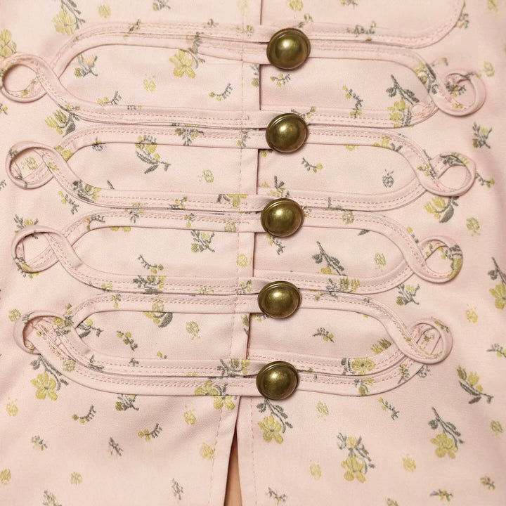 Ladies short jacket with Mandarin collar and decorative toggle fastenings