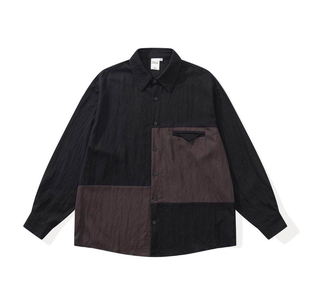 Unisex Oversized Shirt Jacket in Patchwork Design