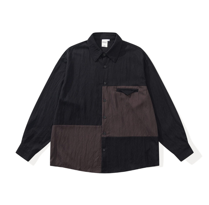 Unisex Oversized Shirt Jacket in Patchwork Design
