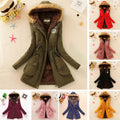 Parka women's with faux fur padded winter