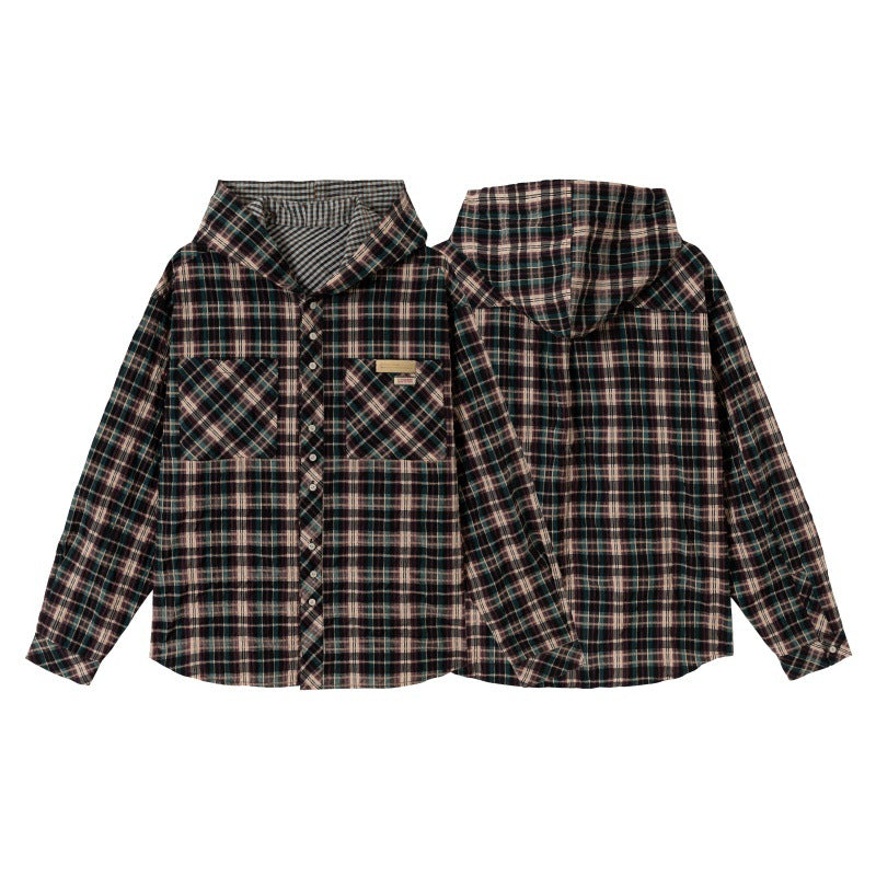 Unisex Oversized Check Flannel Shirt with Chest Pockets