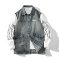 Men's Vest with practical pockets, in a retro - denim fabric for everyday wear