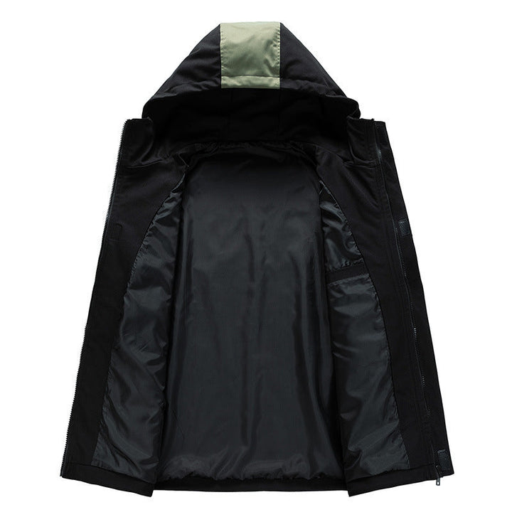 Men Water-resistant Hooded Jacket field in color Utility Design with Pocket on the chest
