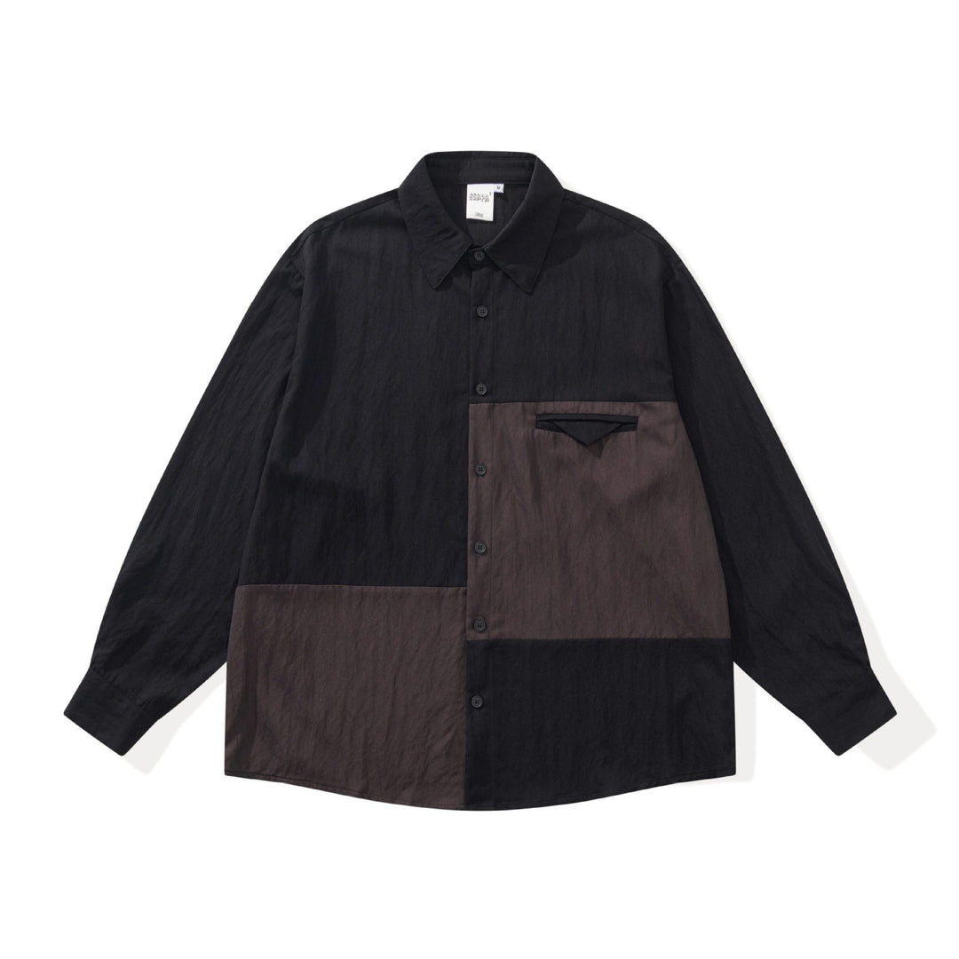 Unisex Oversized Shirt Jacket in Patchwork Design