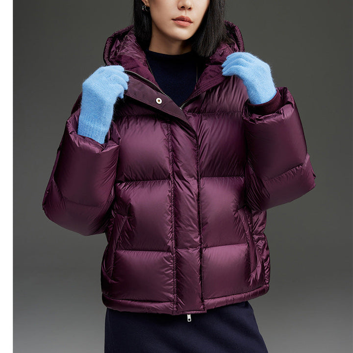 Women Short Boxy Quilted Down Jacket with Hood