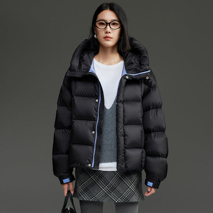 Women Short Quilted Down Jacket with Hood