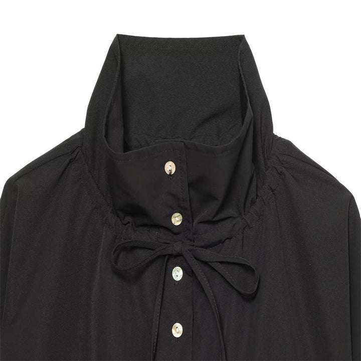 Women Cropped Oversized Utility Jacket with Stand Collar and Drawstring
