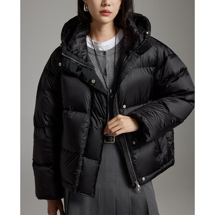 Women Short Boxy Quilted Down Jacket with Hood