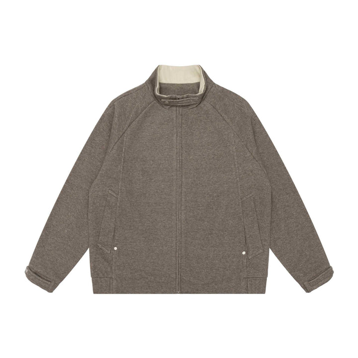 Women Boxy Zip Jacket with high stand-up collar, raglan sleeves and concealed zip