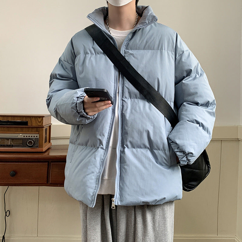 Unisex Oversize Padded Jacket with High Stand-up Collar and Thermal Lining