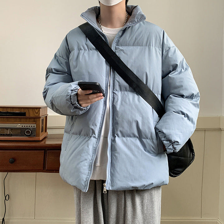 Unisex Oversize Padded Jacket with High Stand-up Collar and Thermal Lining