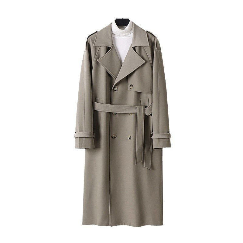 Women Double-Breasted Oversized Trench Coat with Wide Shawl Collar and Belt