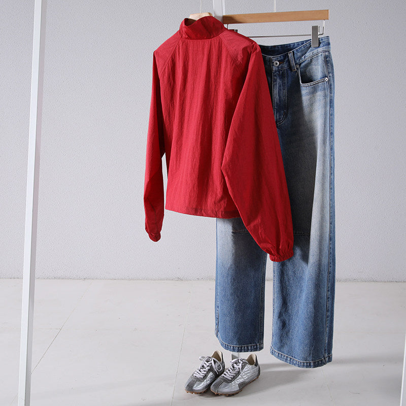 Women Athletic Jacket with High Collar