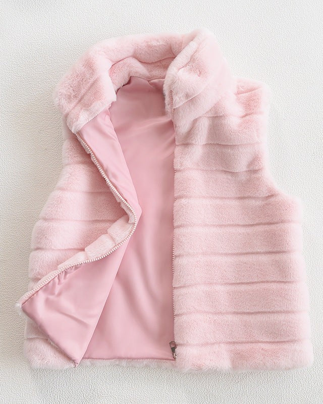 Quilted gilet with faux fur for women