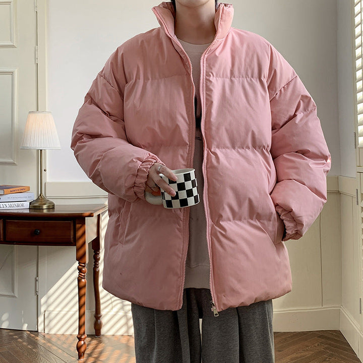 Unisex Oversize Padded Jacket with High Stand-up Collar and Thermal Lining