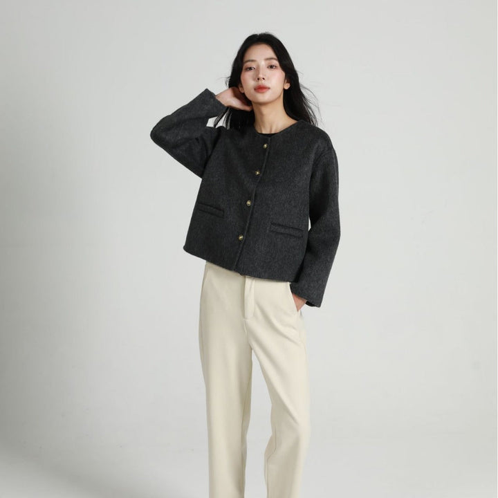 Women’s Fashion Short Jacket with Button Placket