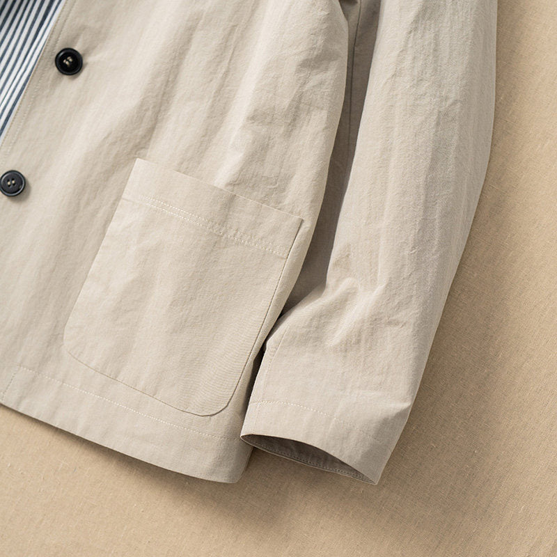 Ladies Fashionable Transitional Jacket with Unique Button Placket