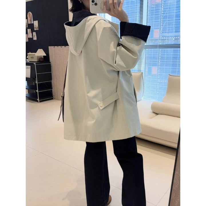 Unisex Oversized utilitarian Trench Coat with contrasted lining and hood