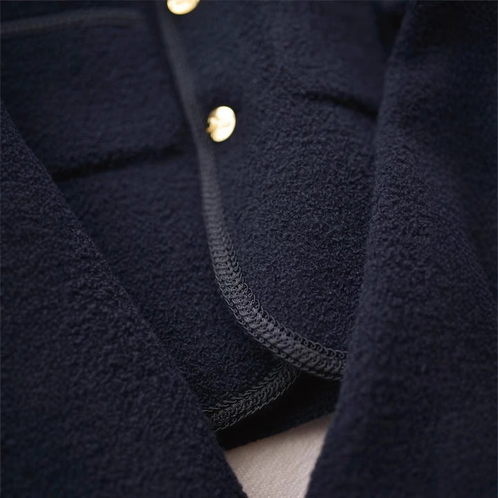 Women Fashionable Bouclé Jacket with Golden Buttons