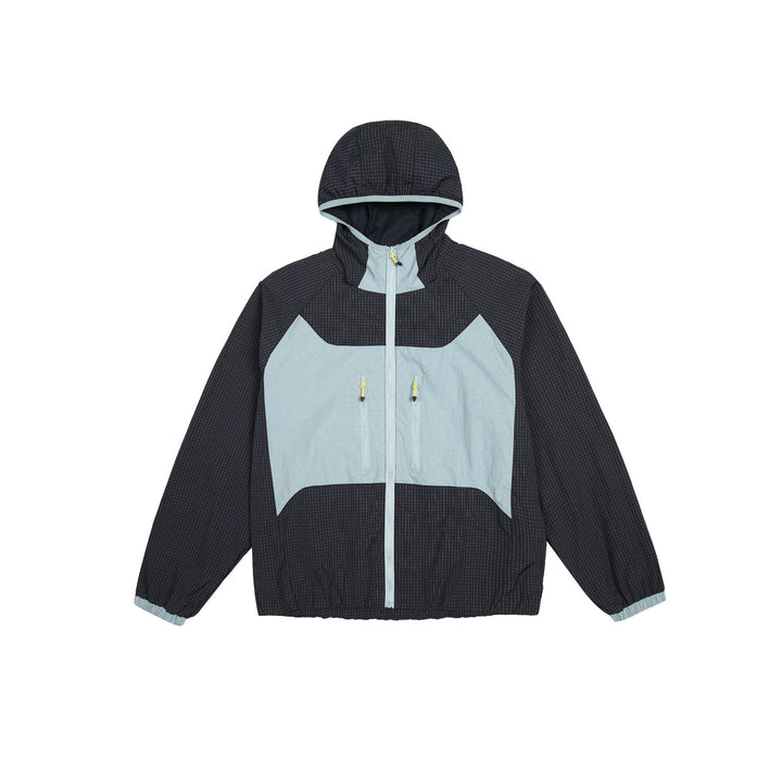 Unisex Light Hooded Windbreaker with Ripstop Material, color Block Inserts and Front Pockets
