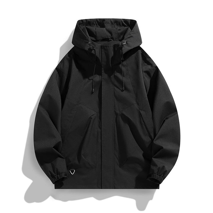 Unisex Lightweight Waterproof Utility Hoodie Jacket with Adjustable Cuffs and Large Pockets