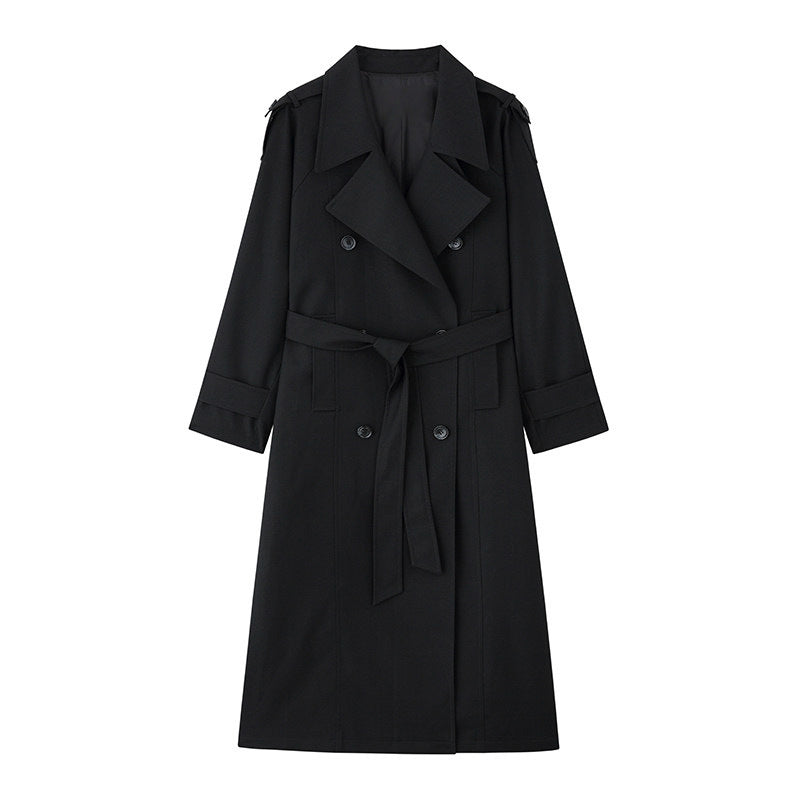Women Elegant Trench Coat with Waist Belt