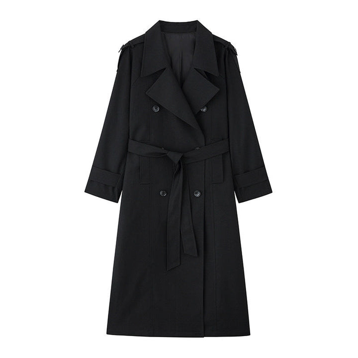 Women Elegant Trench Coat with Waist Belt